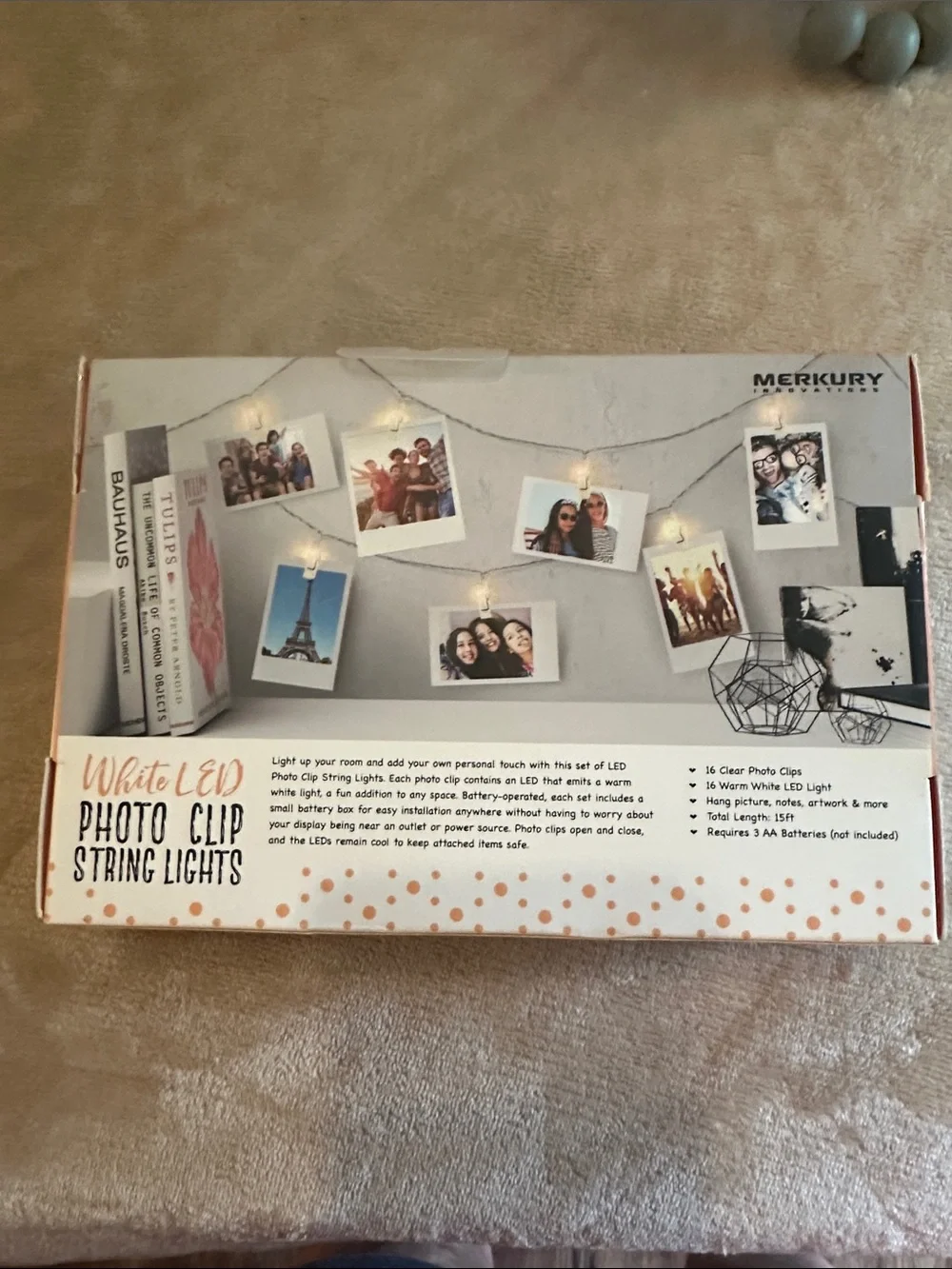 Merkury White LED Photo Clip String Lights - Clear Clips (SET OF 3)